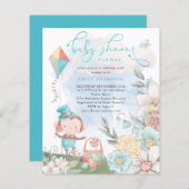 Budget Monkey Boy Baby shower Picnic Uitnodiging (Voorkant / Achterkant)