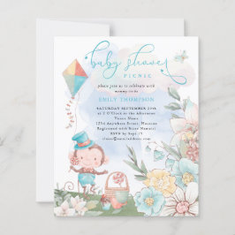 Budget Monkey Boy Baby shower Picnic Uitnodiging