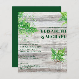 BUDGET Monochromatische Fern Greenery Wedding Invi