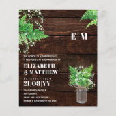 BUDGET Monochromatische Fern Greenery Wedding Invi (Voorkant)