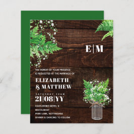 BUDGET Monochromatische Fern Greenery Wedding Invi