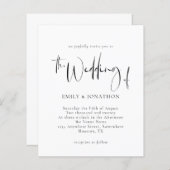 Budget Monochrome Script Weduwen Uitnodiging (Voorkant / Achterkant)