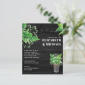 BUDGET Monochrome Varens Bloemen Bruiloft Uitnodig (Staand voorkant)