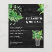 BUDGET Monochrome Varens Bloemen Bruiloft Uitnodig (Voorkant)