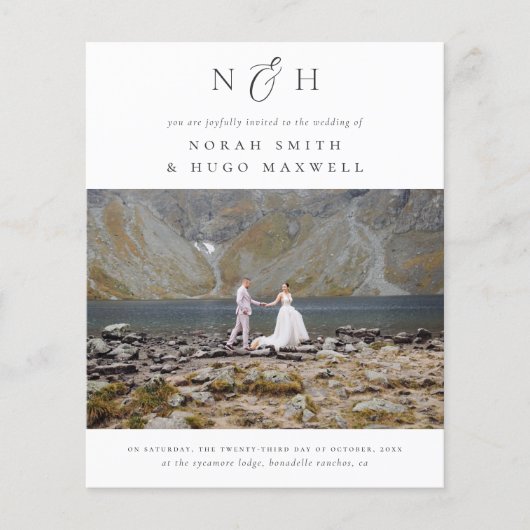 Budget Monogram Alles In Een QR Code Foto Bruiloft (Voorkant)