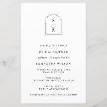 Budget Monogram Arch Bridal Shower Uitnodiging