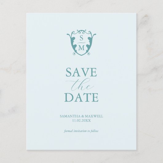 Budget Monogram Beach Bruiloften Save The Date Flyer (Voorkant)