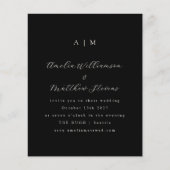 Budget Monogram Black Minimalist Wedding Invite (Voorkant)