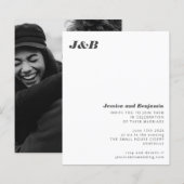 Budget Monogram Black White Photo Wedding Invite (Voorkant / Achterkant)