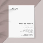 Budget Monogram Black White Wedding Invitation<br><div class="desc">Budgetminimalistisch zwart monogram witte,  stijlvolle huwelijksuitnodiging</div>