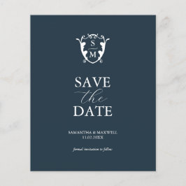 Budget Monogram Blauw De datum opslaan Flyer