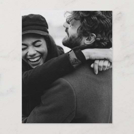 Budget Monogram Blauw Foto Trouw Uitnodiging (Achterkant)