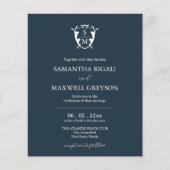 Budget Monogram Blauwe Bruiloft Uitnodiging Flyer (Voorkant)