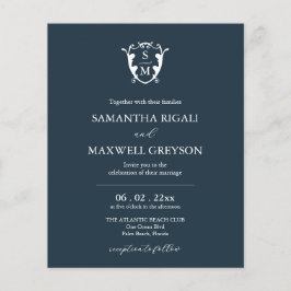 Budget Monogram Blauwe Bruiloft Uitnodiging Flyer