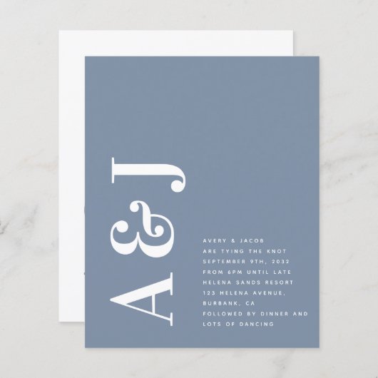 Budget Monogram Blauwe QR Code Weddenschap (Voorkant / Achterkant)