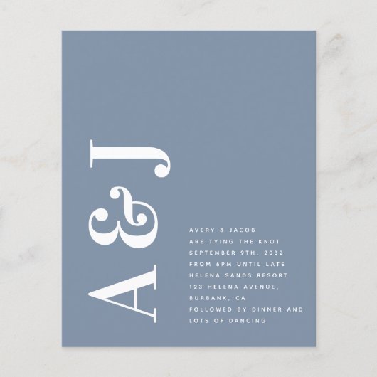 Budget Monogram Blauwe QR Code Weddenschap (Voorkant)