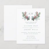 Budget Monogram Bloemen Bruiloft Uitnodiging Flyer (Voorkant / Achterkant)