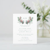 Budget Monogram Bloemen Bruiloft Uitnodiging Flyer (Staand voorkant)