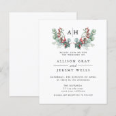 Budget Monogram Bloemen Bruiloftsinvitatiefolder (Voorkant / Achterkant)
