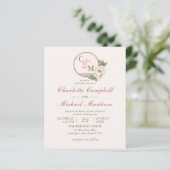 BUDGET Monogram Blush Pink Photo Wedding Invites (Staand voorkant)