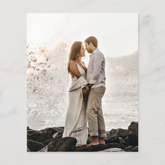 BUDGET Monogram Blush Pink Photo Wedding Invites Flyer (Achterkant)