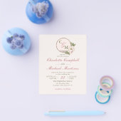 BUDGET Monogram Blush Pink Photo Wedding Invites Flyer (Enkel)