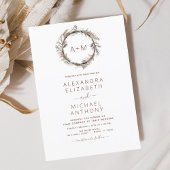 Budget Monogram Boho Pampas Grass Wedding Flyer