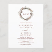 Budget Monogram Boho Pampas Grass Wedding Flyer (Voorkant)