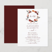 Budget Monogram Burgundy Floral Greenery Wedding (Voorkant / Achterkant)