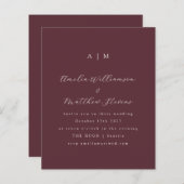 Budget Monogram Burgundy Minimal Wedding Invite (Voorkant / Achterkant)