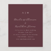 Budget Monogram Burgundy Minimal Wedding Invite (Voorkant)