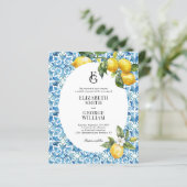 BUDGET Monogram Citroen Blauw Mediterraan Bruiloft (Staand voorkant)