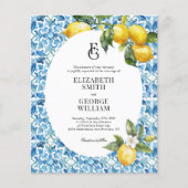 BUDGET Monogram Citroen Blauw Mediterraan Bruiloft (Voorkant)