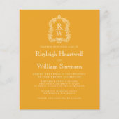 Budget Monogram Crest Goudsbloem QR Code Bruiloft (Voorkant)