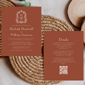 Budget Monogram Crest Terracotta QR Code Huwelijk