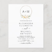 Budget Monogram Daisy Sage Green Floral Wedding Flyer (Voorkant)