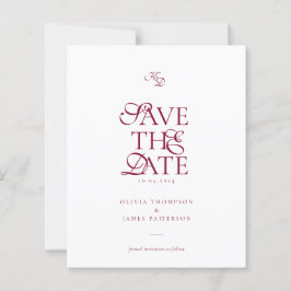 BUDGET Monogram Diep Bourgondië Script Bruiloft