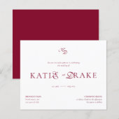 BUDGET Monogram Diep Wijnrood Script Bruiloft (Voorkant / Achterkant)