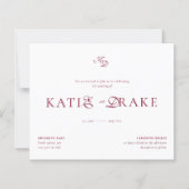 BUDGET Monogram Diep Wijnrood Script Bruiloft (Voorkant)