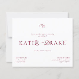 BUDGET Monogram Diep Wijnrood Script Bruiloft