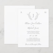 Budget monogram elegante bladeren trouw uitnodigin (Voorkant / Achterkant)