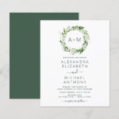 Budget Monogram Emerald Green Greenery Wedding (Voorkant / Achterkant)