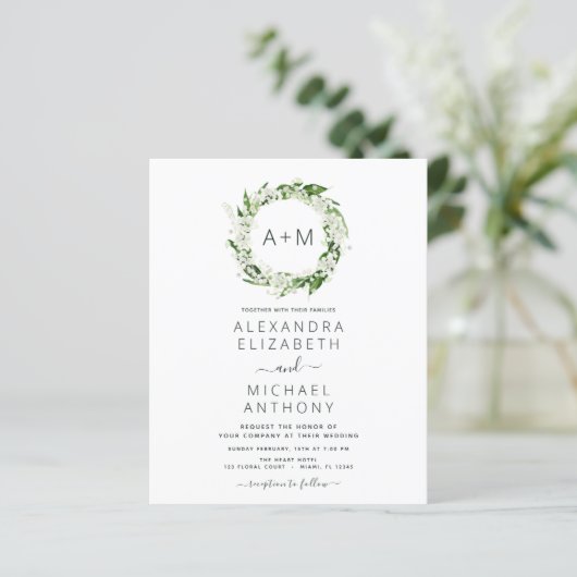 Budget Monogram Emerald Green Greenery Wedding (Staand voorkant)