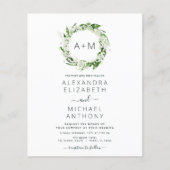 Budget Monogram Emerald Green Greenery Wedding (Voorkant)