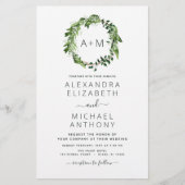 Budget Monogram Emerald Green Greenery Wedding (Voorkant)