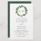 Budget Monogram Emerald Green Greenery Wedding (Voorkant / Achterkant)