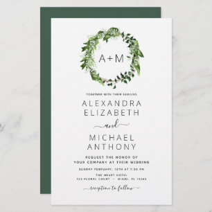 Budget Monogram Emerald Green Greenery Wedding