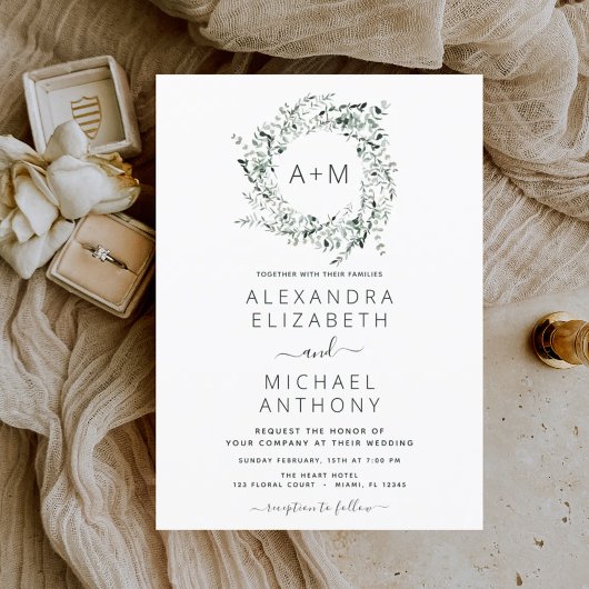 Budget Monogram Emerald Green Greenery Wedding