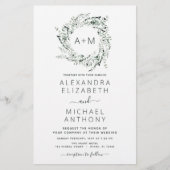 Budget Monogram Emerald Green Greenery Wedding (Voorkant)