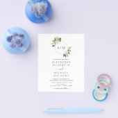 Budget Monogram Emerald Green Greenery Wedding Flyer (Enkel)